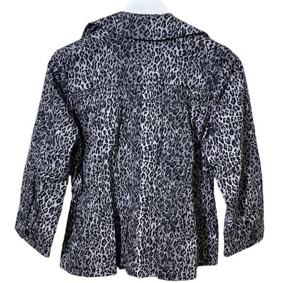 JOAN RIVERS Gray Leopard Jacket Small Cotton Blend Casual Blazer Womens - Picture 2 of 9